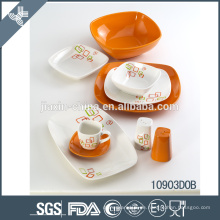 2015 neues Design weiß und orange Keramik Abendessen gesetzt